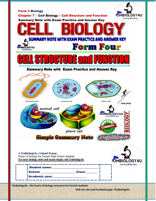 Cell structure and function exam practices with answer keys - Ahmed Omaar